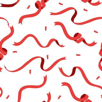 Red ribbon swirl and curve seamless pattern for background vector