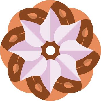 abstract flower pattern in warm tones, symmetrical pink and brown design vector