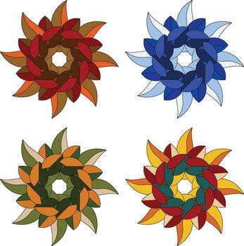 Dynamic rotating petal patterns in warm colors abstract motion design for posters and textiles vector