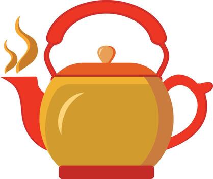 simple teapot illustration with steam. modern flat design graphic icon for tea, hot drinks, breakfast, or relaxation concepts. isolated on a white background, ideal for menus or websites. vector