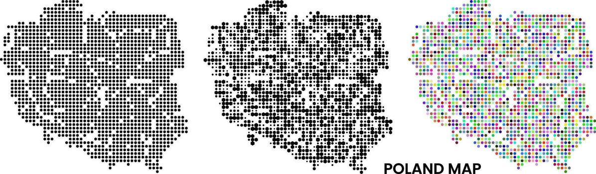 Poland map in polygon shape dot pattern with different colour and style of realistic border art with polygon dotted shape vector