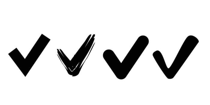 collection of check mark icons in various shapes vector