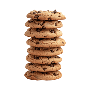 pila Torre di cioccolato patata fritta biscotti, davanti Visualizza, su un' trasparente sfondo png