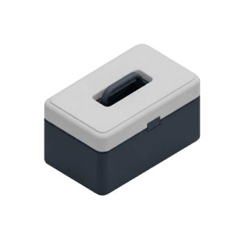 realistico 3d interpretazione di un vuoto buio blu e leggero grigio cassetta degli attrezzi, isolato su un' trasparente sfondo png