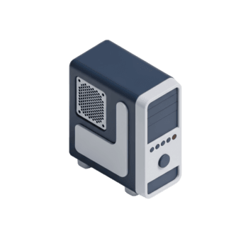 estilizado pc caso isométrico ilustração para tecnologia visuais png