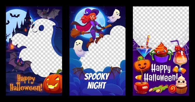 Halloween graphic with witch and ghosts vector