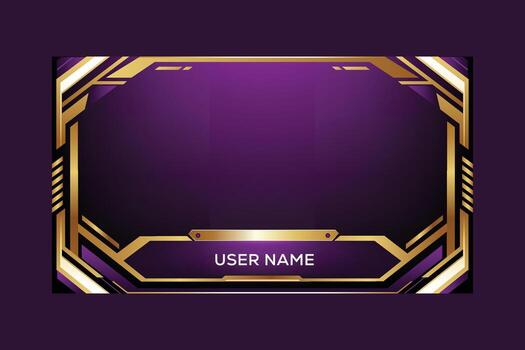 art of elegant purple and gold frame overlay for streaming and gaming with space for vector