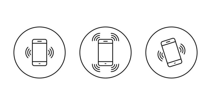 Mobile phone vibration icon. Mobile ringing and notification alert symbol in circular outline vector