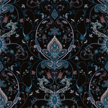 Floral pattern design on black background vector