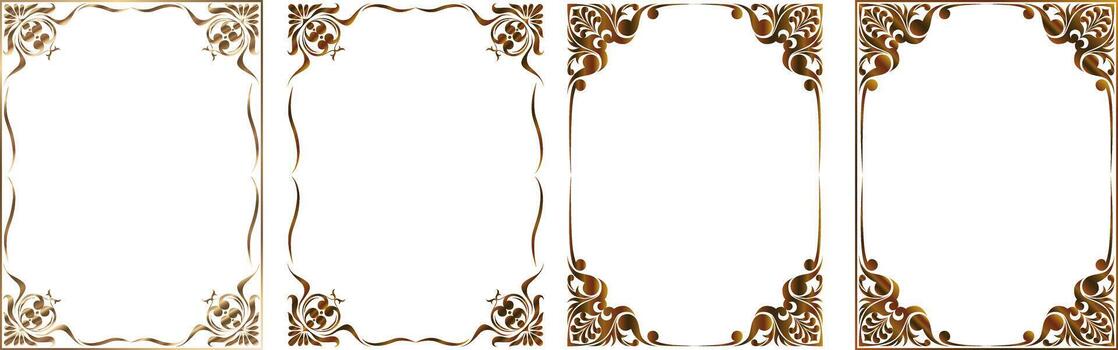 un conjunto de Clásico marcos para gráfico Arte y diseño, marcos con un dorado degradado, clipart en un blanco fondo, retro estilo orientar vector