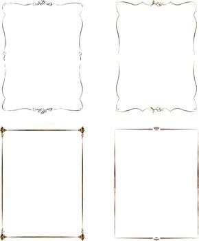 a set of vintage frames for graphic art and design, frames with a golden and silver gradient, clipart on a white background, retro style vector