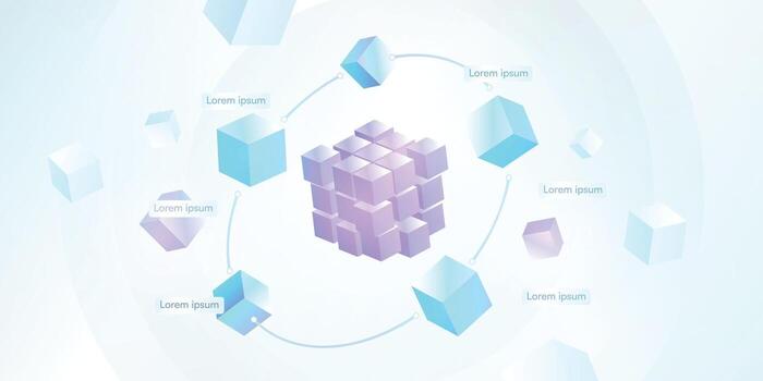3D cubes with digital concept diagram vector