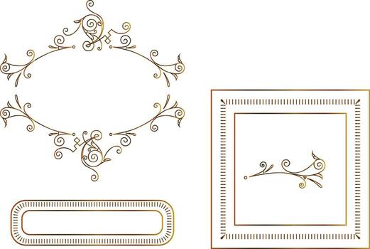 a set of vintage frames for graphic art and design, frames with a golden gradient, clipart on a white background, retro cover book vector