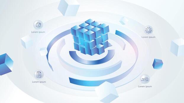 3D cube in digital space vector