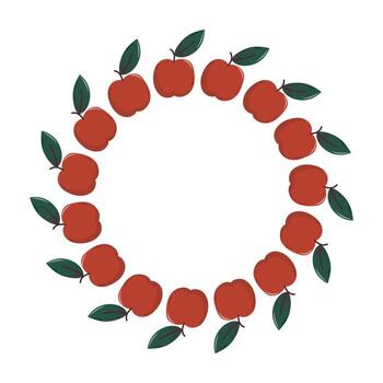 manzana circulo marco aislado en blanco antecedentes vector