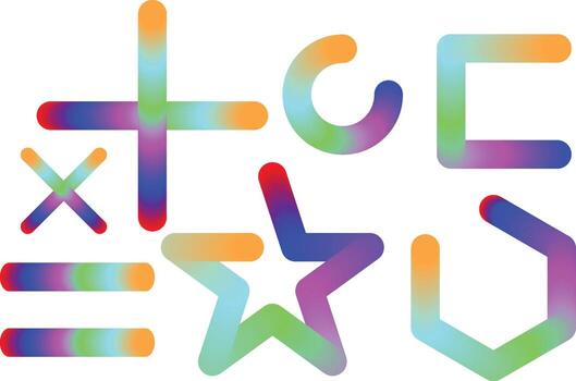 Colorful abstract geometric shapes with gradient fill and rounded edges on a white background vector