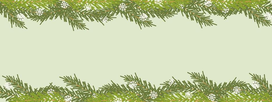 Christmas frame with fir tree branches, green banner of New Years , empty space for insertion. vector