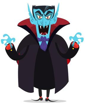 Cartoon vampire character with blue skin vector