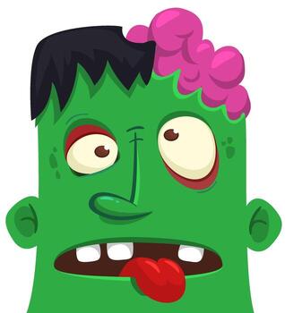 Cartoon zombie character with brain vector