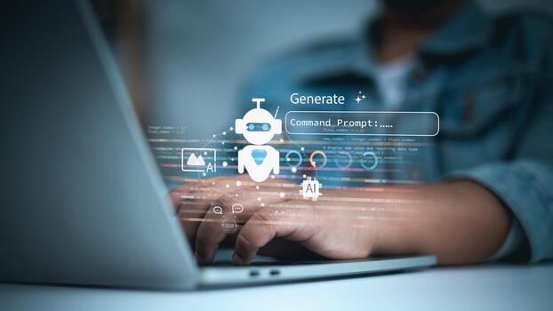 chatbot con mando rápido interfaz para digital innovación y automatización foto