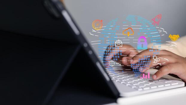 Digital Transformation and Global Technology Network with Cloud Computing and Cybersecurity photo