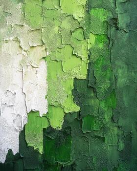 de cerca de texturizado pared con peladura blanco y verde pintar en resumen modelo foto