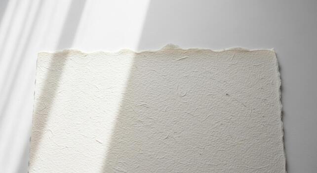 Minimalist Off white Textured Paper with Deckled Edges, Bathed in Strong Window Shadows photo
