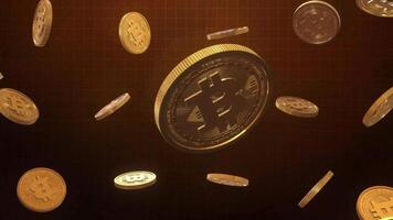 Bitcoin Kryptowährung rotierend Animation video