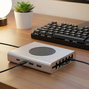 A desktop computer with a mouse and keyboard on it photo