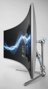 A computer monitor with a wave pattern on it photo