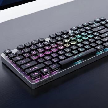 A computer keyboard with colorful keys on it photo
