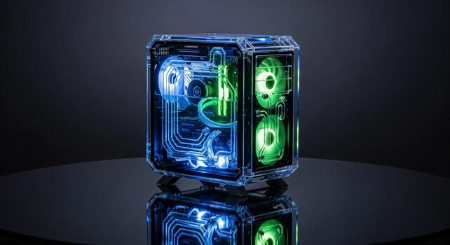 A computer case with glowing lights on it photo