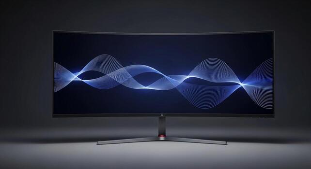A curved monitor with a wave pattern on it photo