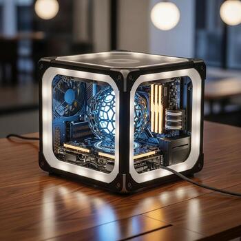 A computer case with a light on it photo