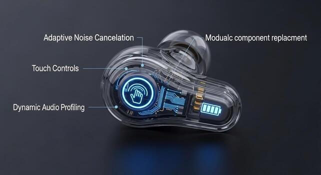 Transparent in ear monitor with advanced audio features and touch controls for enhanced listening experience photo