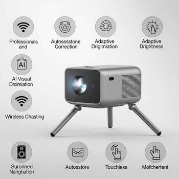 Compact portable smart projector with wireless connectivity and advanced features for home entertainment and presentations photo