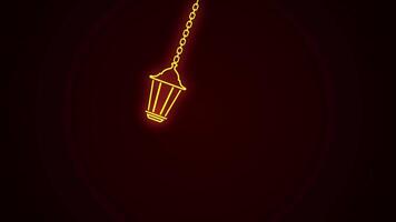 neon svängande lykta animation. detta animering funktioner en lysande neon lykta hängande från en kedja, försiktigt svängande vänster och rätt i en slät rörelse. video