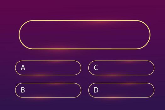 Quiz question interface game menu, show answer trivia template. Multiple choice frame, button. Bar ui challenge. vector
