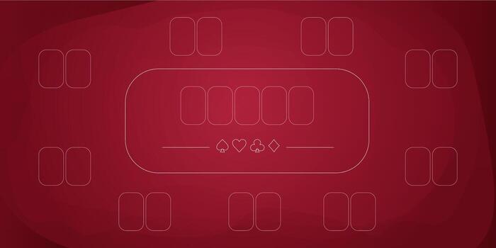 Poker table card game red cloth surface background bg. Top view empty playing field for game blackjack, poker. Casino concept. vector