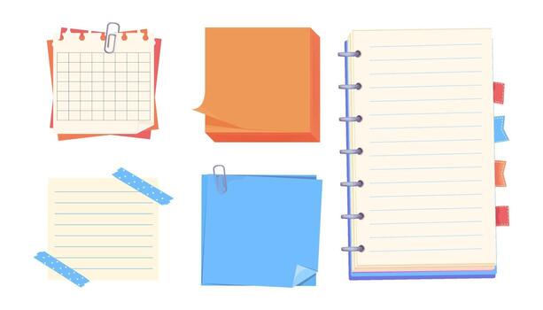Colorful sticky notes and notepad designs vector