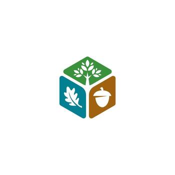 unidad árbol, árbol de vida logo icono diseño ilustración con hexágono vector
