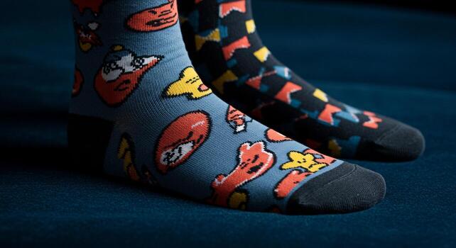 A pair of socks with cartoon characters on them photo