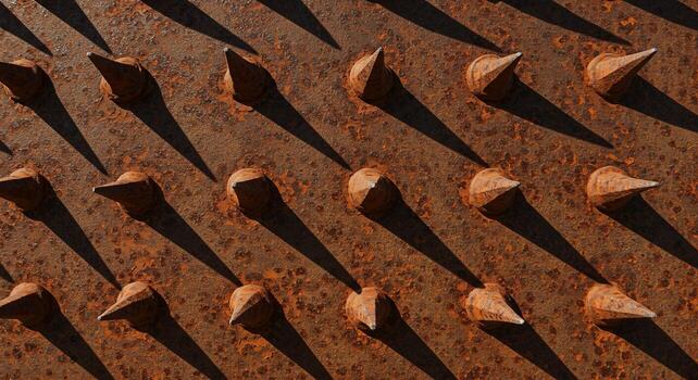 oxidado metal superficie con agudo Picos y oscuridad textura foto