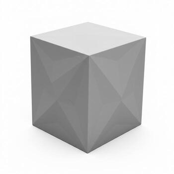 resumen gris cubo escultura con geométrico patrones en blanco antecedentes foto