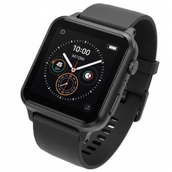 Modern Black Smartwatch Displaying Time and Various App Notifications Design photo