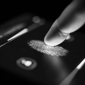 Close-up of a fingerprint scan on a touchscreen, biometric authentication, security concept photo
