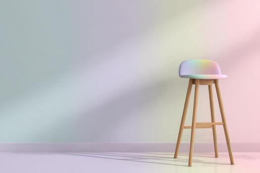color pastel bar taburete en un minimalista habitación con suave ligero foto