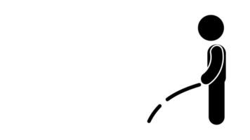 uma bastão figura é fazendo xixi, humoristicamente simbolizando humano precisa, simplicidade, e todo dia natural Atividades video