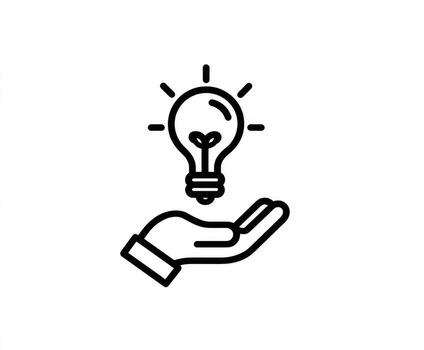 Hand holding a lightbulb, a simple icon representing innovation and idea photo