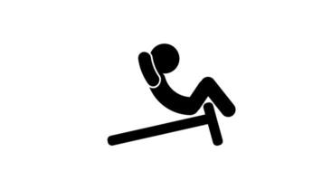 un atleta trenes núcleo músculos mediante Abdominales, enfatizando perserverancia, enfocar, y físico resistencia como parte de un consistente aptitud rutina video